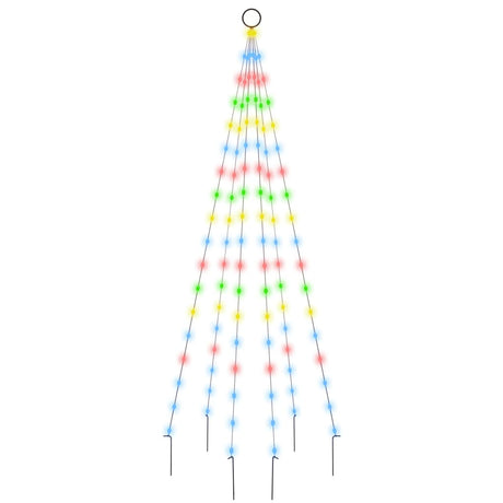 Vidaxl vlaggenmast kerstboom 108 led's meerkleurig 180 cm