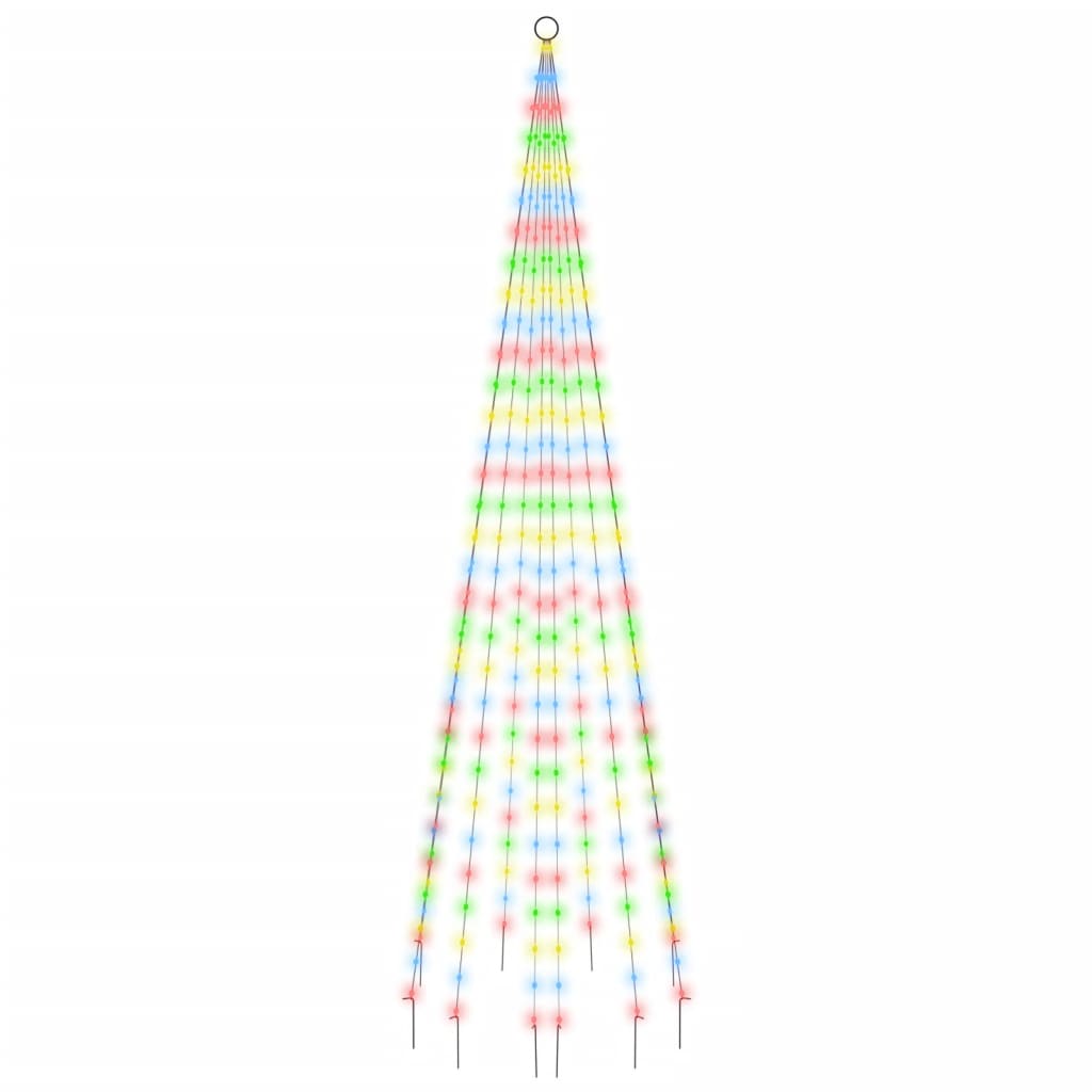 Vidaxl Vlaggenmast Christmas Tree 310 LEDS flerfarvet 300 cm