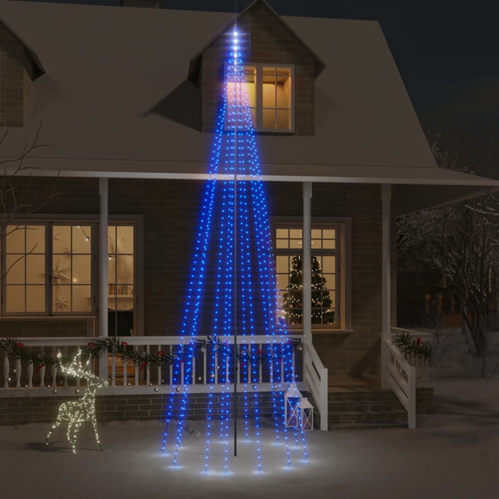 Vidaxl flagpole Christmas tree 732 LEDs blue 500 cm