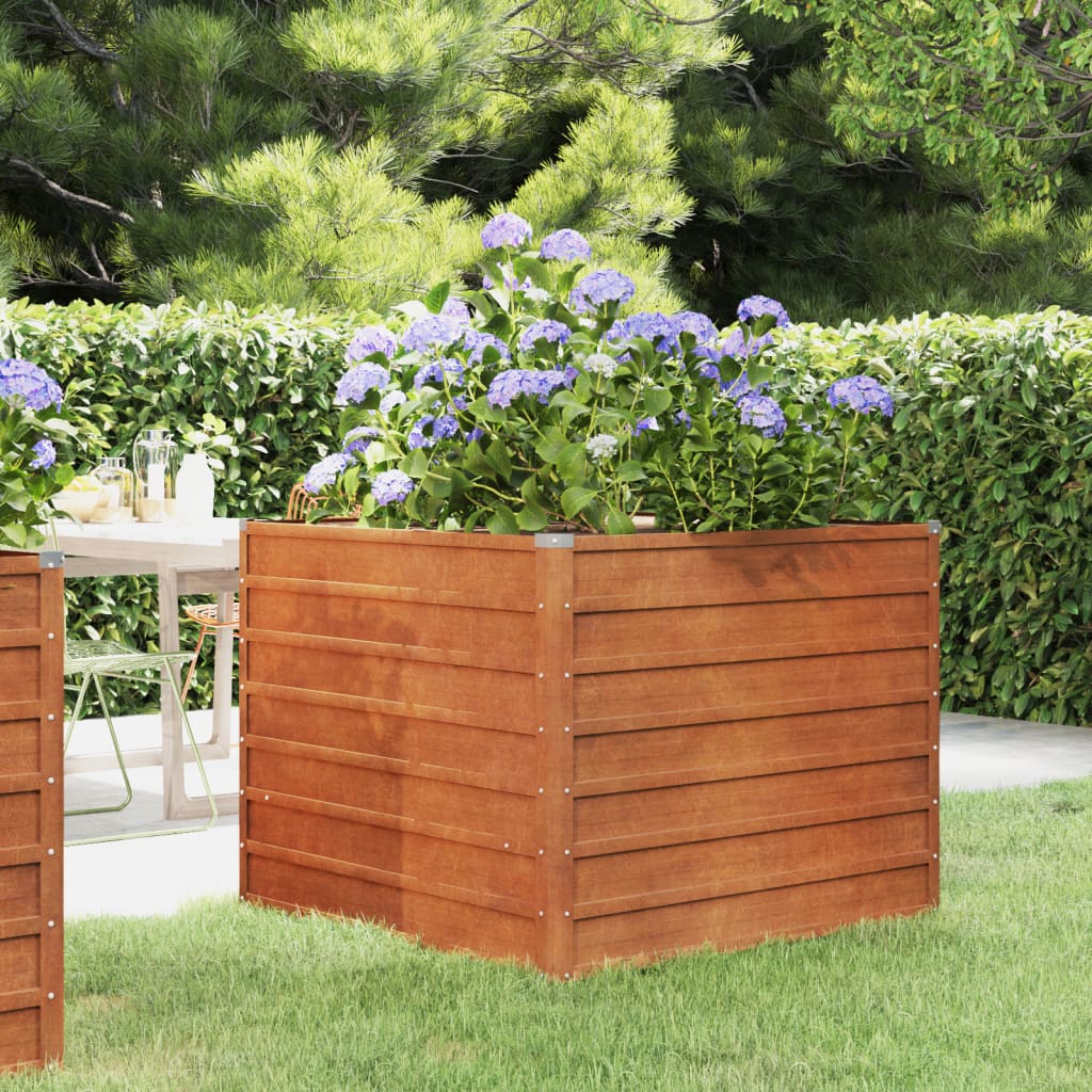 Vidaxl Planter je dvignil 100x100x77 cm Corten Steel zarjavelo