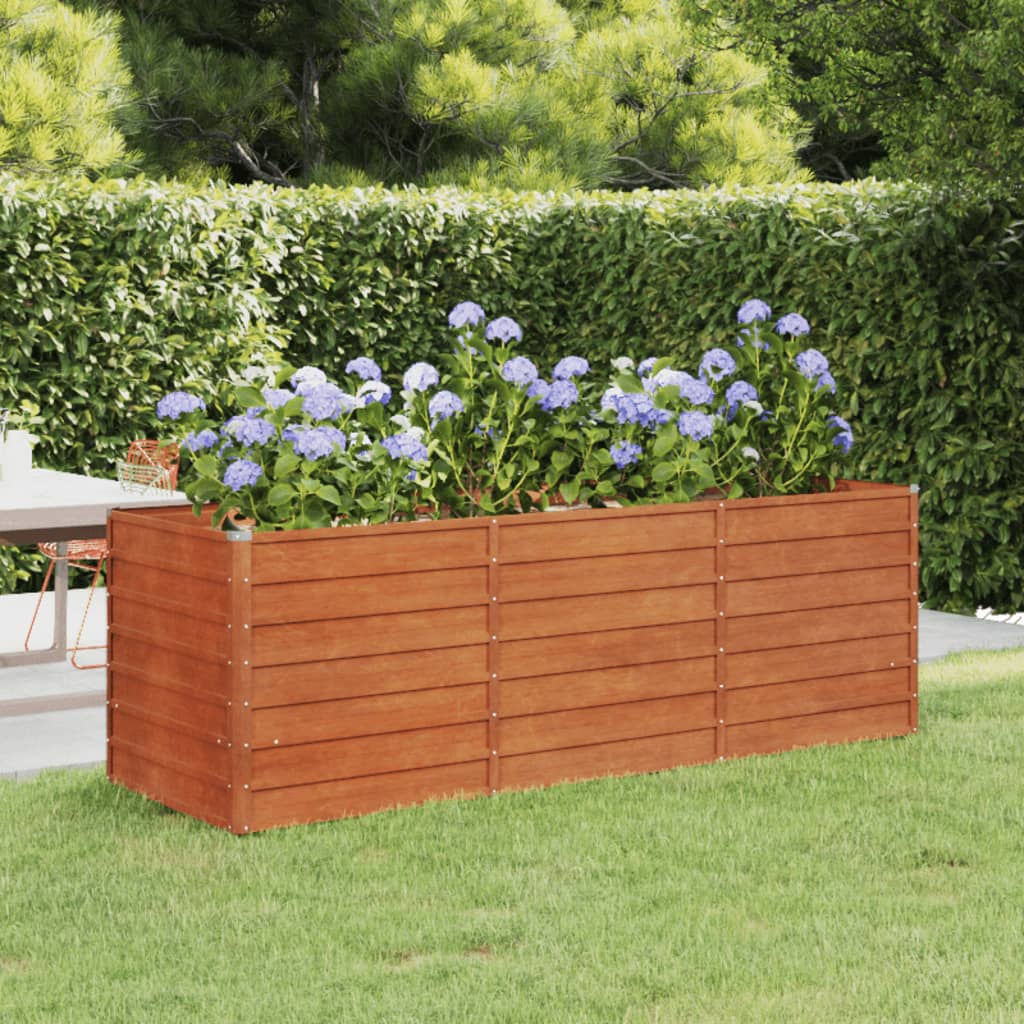 Vidaxl Planter je dvignil 240x80x77 cm Corten Steel Rusty