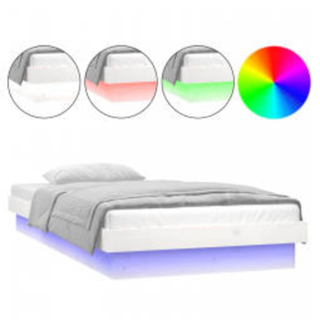 Vidaxl bedframe led massief hout 90x200 cm