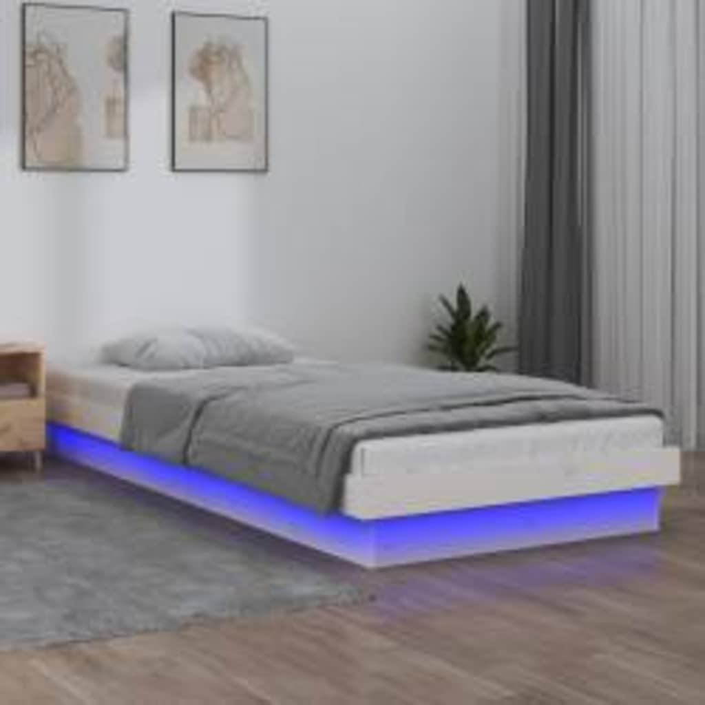 Vidaxl bedframe led massief hout 90x200 cm