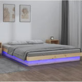 Vidaxl bedframe led massief hout 140x200 cm