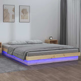 Vidaxl bedframe led massief hout 150x200 cm king size