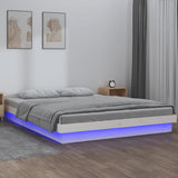 Vidaxl bedframe led massief hout wit 200x200 cm
