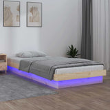 Vidaxl bedframe led massief hout 75x190 cm