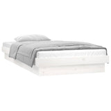 Vidaxl bedframe led massief hout wit 75x190 cm
