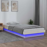 Vidaxl bedframe led massief hout wit 75x190 cm
