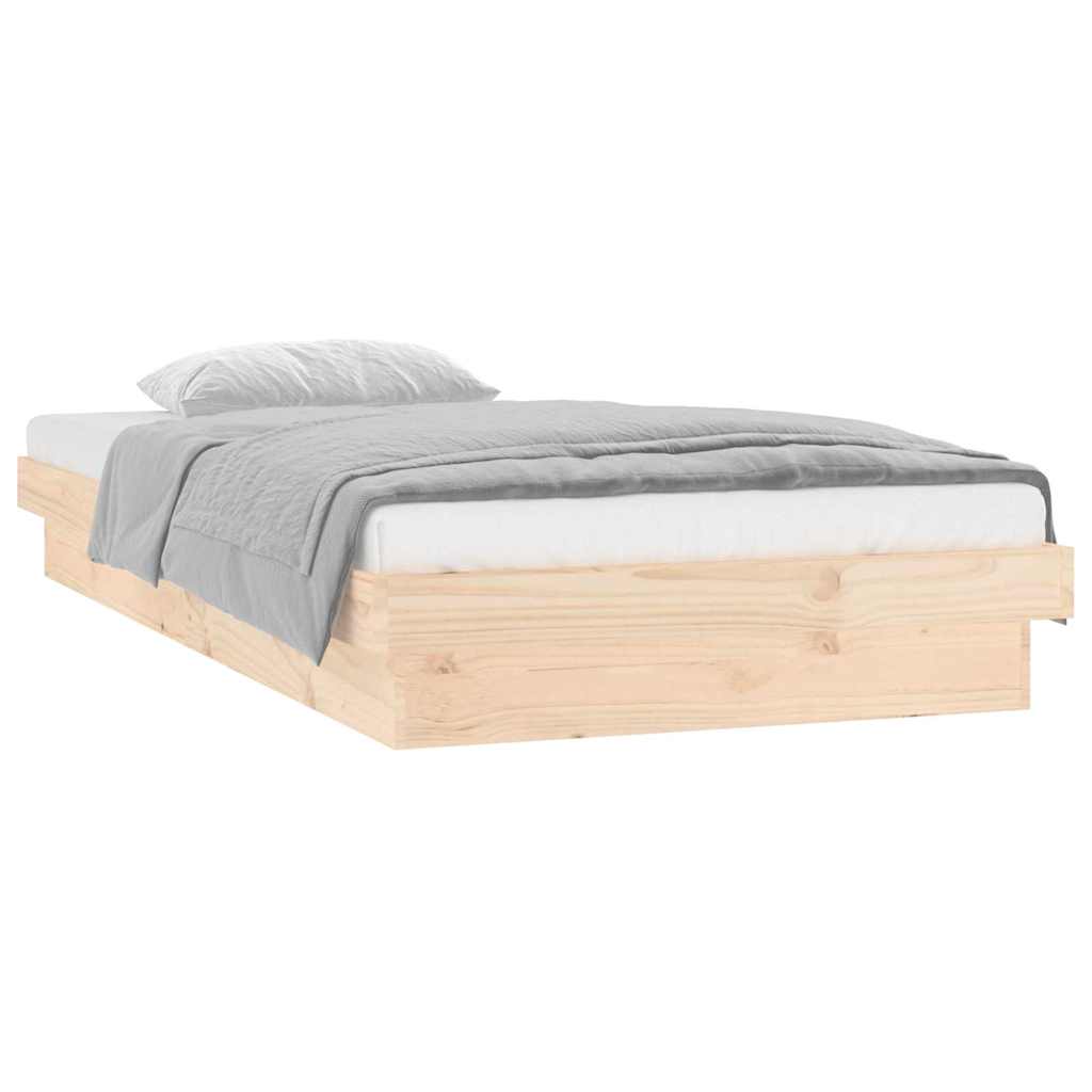 Vidaxl bedframe led massief hout 90x190 cm