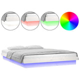 Vidaxl bedframe led massief hout wit 120x190 cm