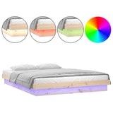 Vidaxl bedframe led massief hout 135x190 cm