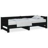 Vidaxl slaapbank uitschuifbaar massief grenenhout zwart 2x(90x200) cm