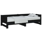 Vidaxl slaapbank uitschuifbaar massief grenenhout zwart 2x(80x200) cm