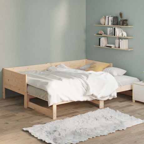 Vidaxl slaapbank uitschuifbaar massief grenenhout 2x(90x190) cm