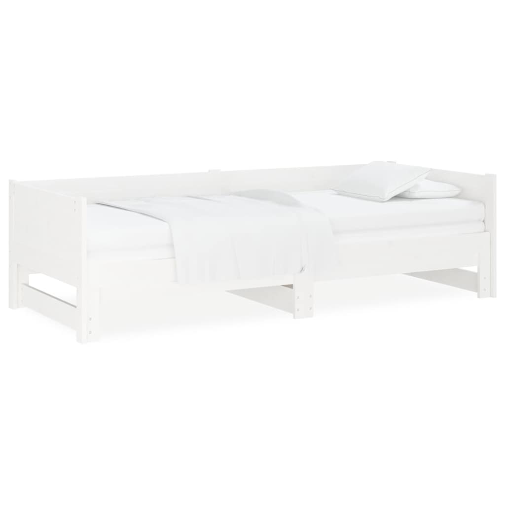 Vidaxl slaapbank uitschuifbaar massief grenenhout wit 2x(90x190) cm