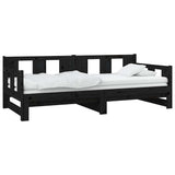 Vidaxl slaapbank uitschuifbaar massief grenenhout zwart 2x(80x200) cm