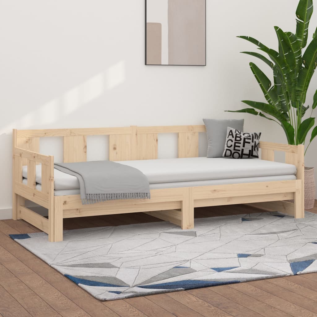 Vidaxl slaapbank uitschuifbaar massief grenenhout 2x(90x190) cm
