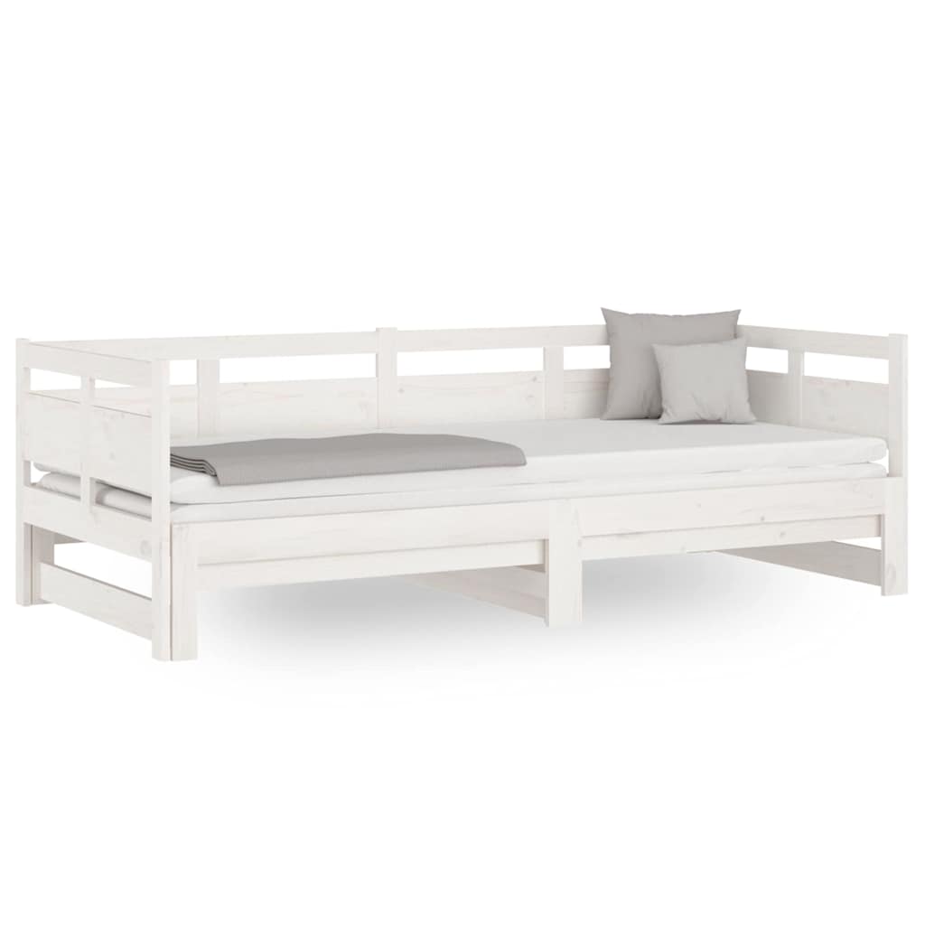 Vidaxl slaapbank uitschuifbaar massief grenenhout wit 2x(80x200) cm