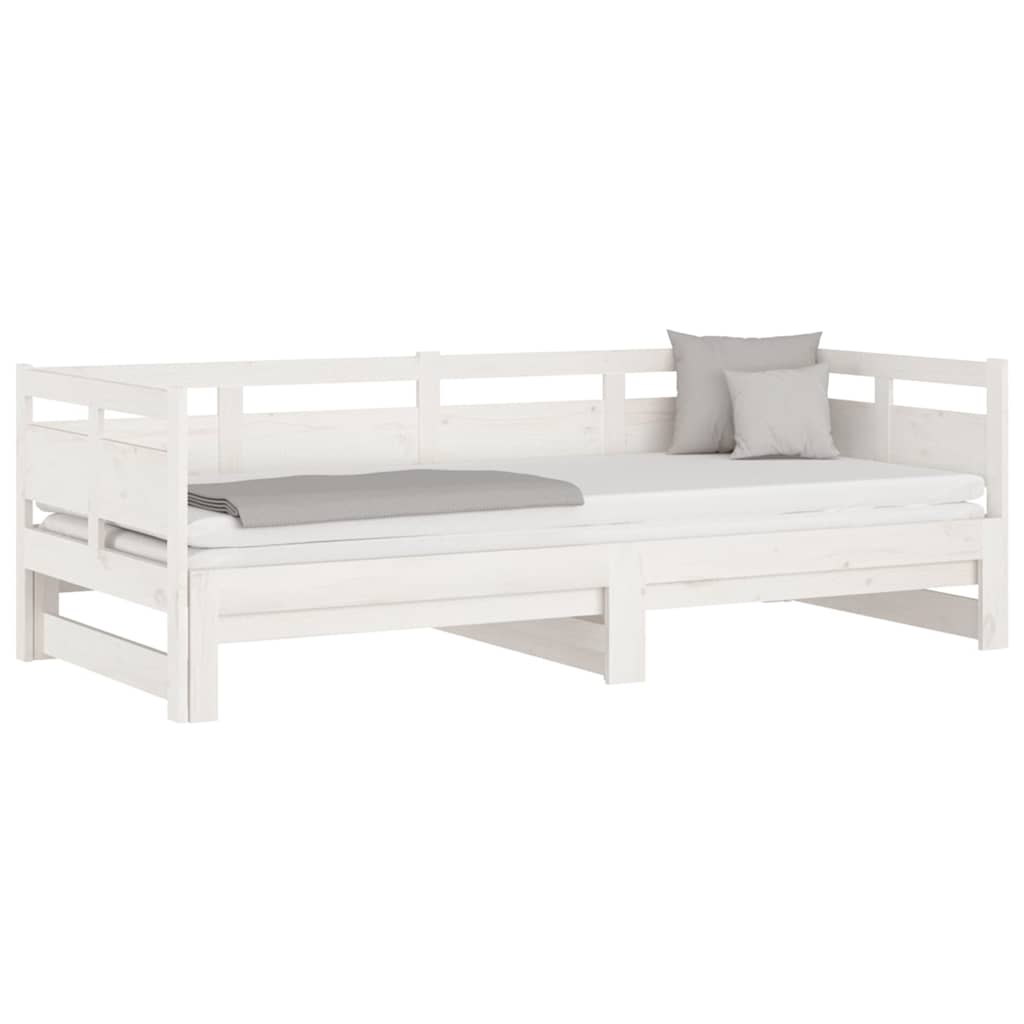 Vidaxl slaapbank uitschuifbaar massief grenenhout wit 2x(80x200) cm