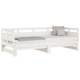 Vidaxl slaapbank uitschuifbaar massief grenenhout wit 2x(80x200) cm