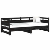 Vidaxl slaapbank uitschuifbaar massief grenenhout zwart 2x(80x200) cm