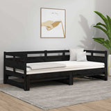 Vidaxl slaapbank uitschuifbaar massief grenenhout zwart 2x(80x200) cm
