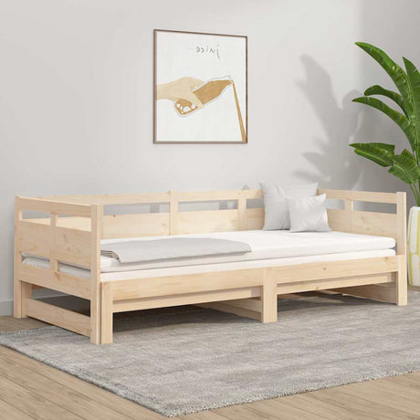 Vidaxl slaapbank uitschuifbaar massief grenenhout 2x(90x190) cm