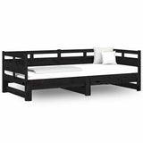 Vidaxl slaapbank uitschuifbaar massief grenenhout zwart 2x(90x190) cm