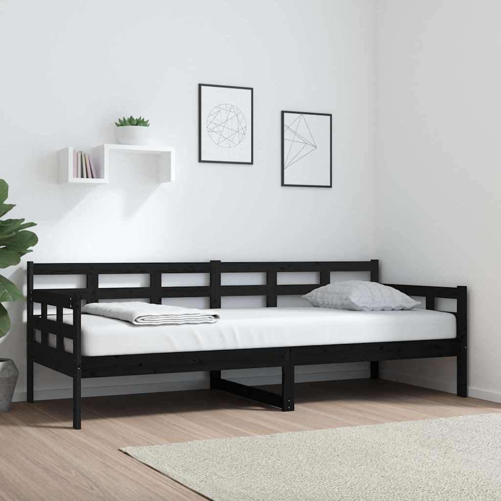 Vidaxl slaapbank massief grenenhout zwart 80x200 cm