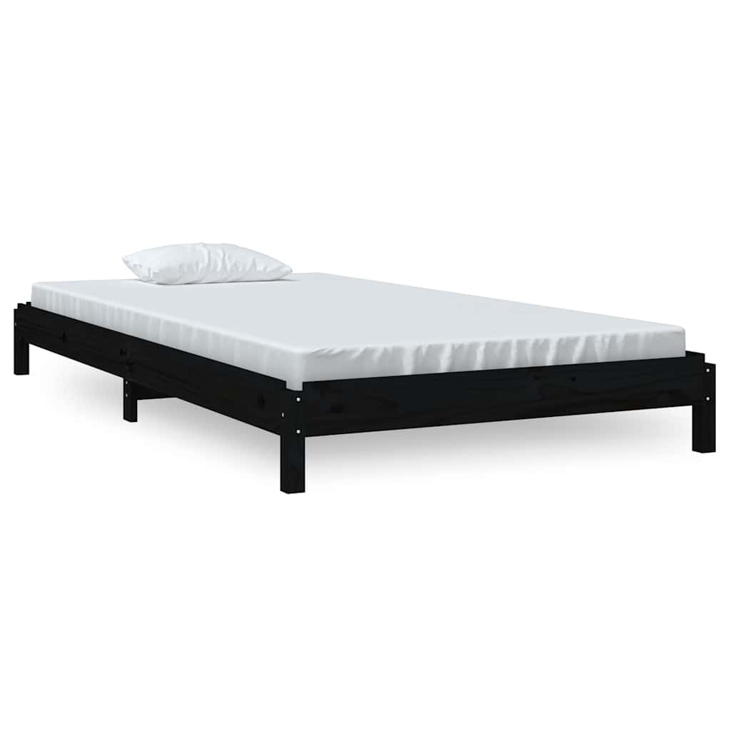 Vidaxl bed stapelbaar 100x200 cm massief grenenhout zwart