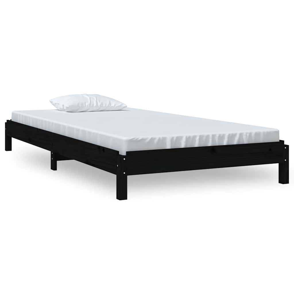 Vidaxl bed stapelbaar 75x190 cm massief grenenhout zwart