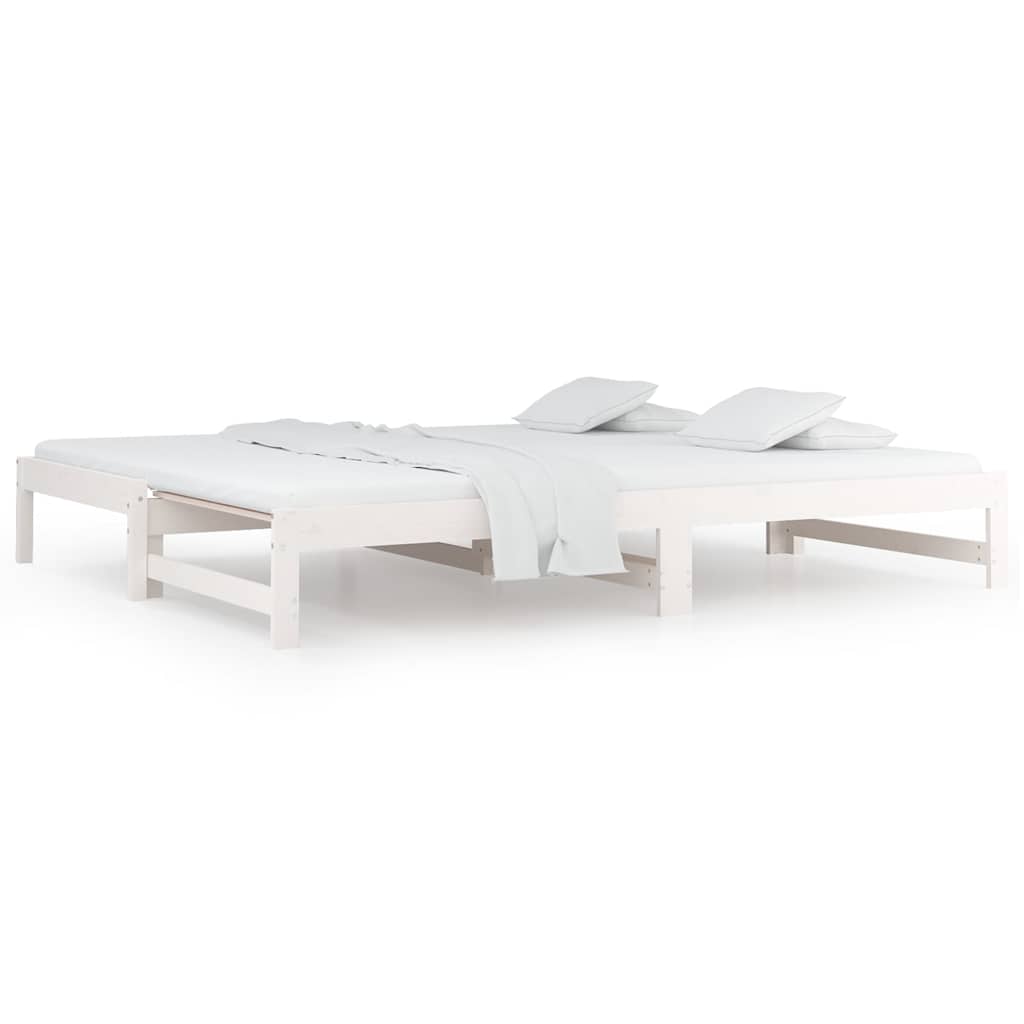 Vidaxl slaapbank uitschuifbaar massief grenenhout wit 2x(90x200) cm