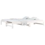 Vidaxl slaapbank uitschuifbaar massief grenenhout wit 2x(90x200) cm