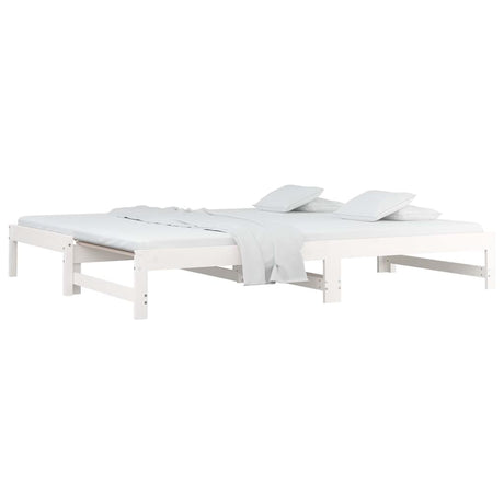 Vidaxl slaapbank uitschuifbaar massief grenenhout wit 2x(90x200) cm