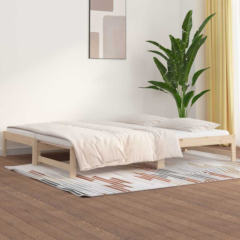 Vidaxl slaapbank uitschuifbaar massief grenenhout 2x(90x190) cm