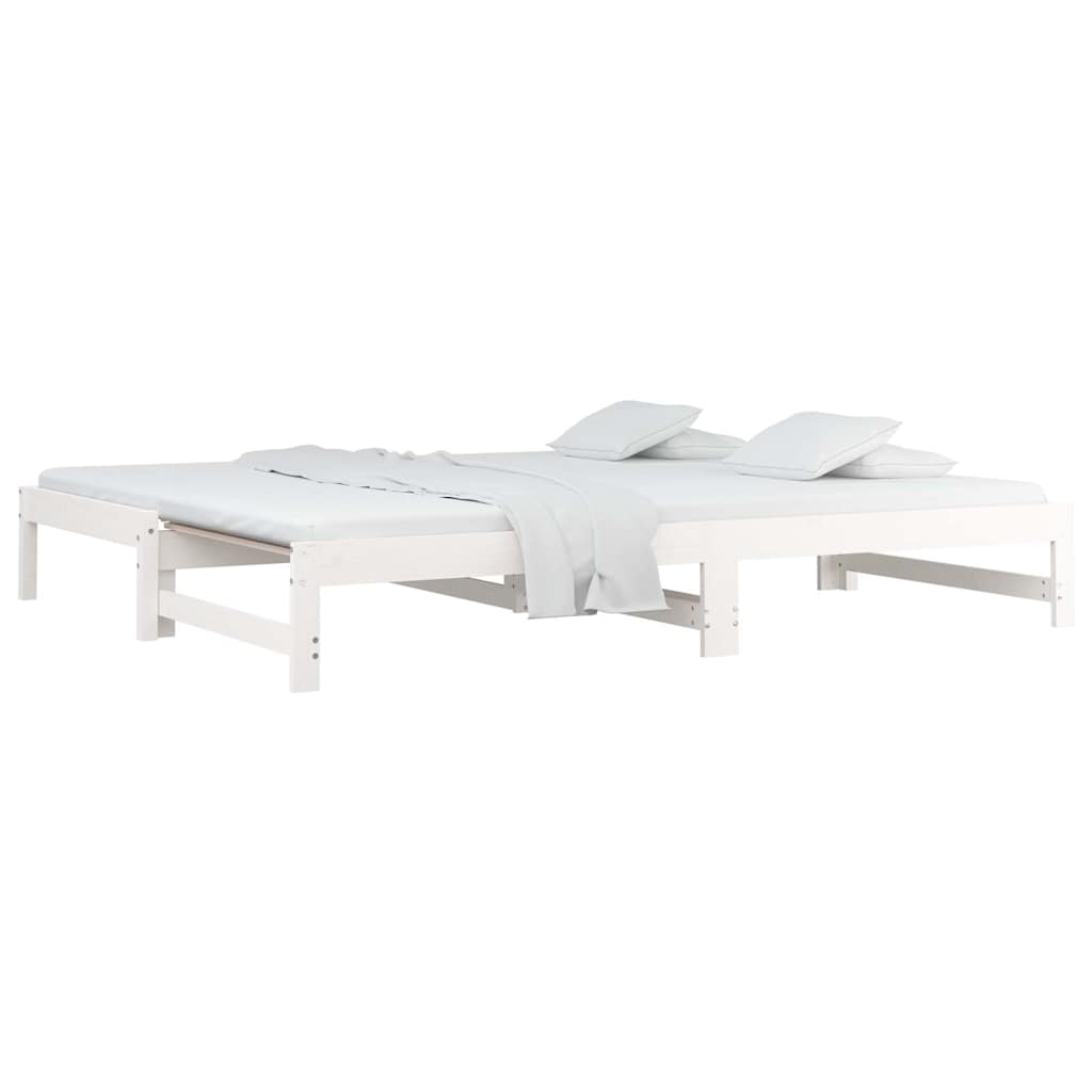 Vidaxl slaapbank uitschuifbaar massief grenenhout wit 2x(90x190) cm