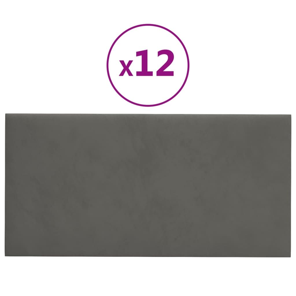 Paneles de pared Vidaxl 12 st 2.16 m² 60x30 cm Velvet Grey Dark Gray