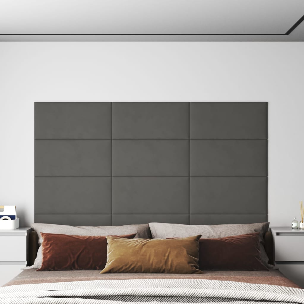 Paneles de pared Vidaxl 12 st 2.16 m² 60x30 cm Velvet Grey Dark Gray