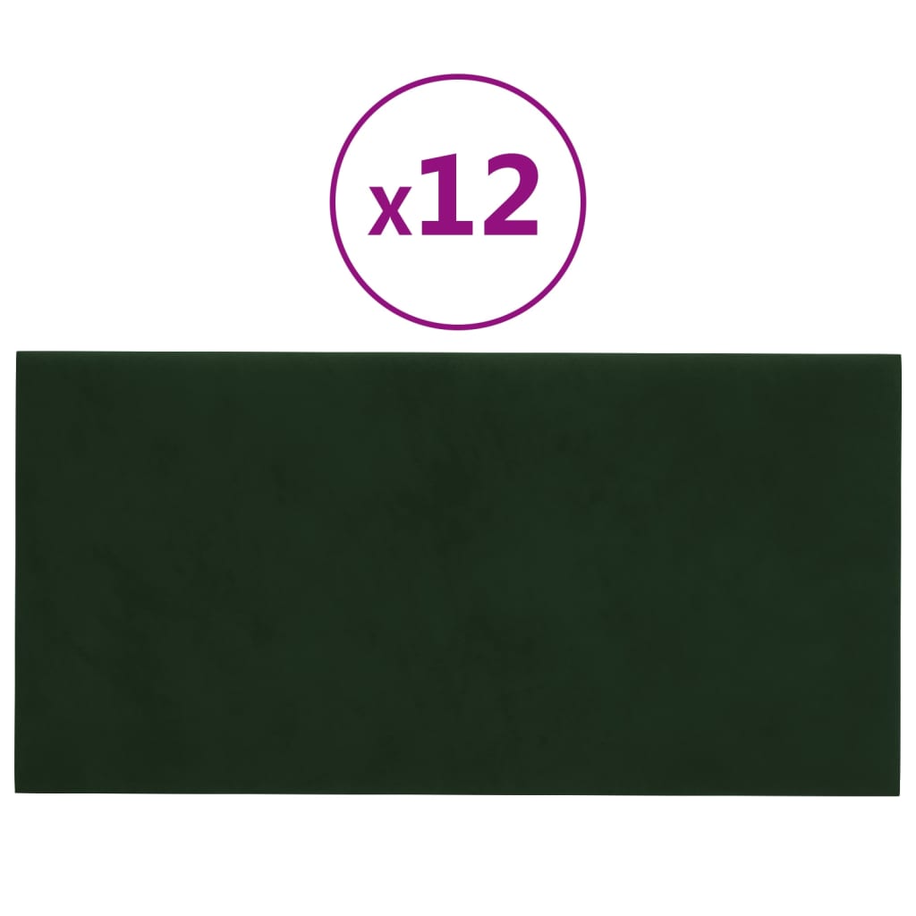 Vidaxl stenske plošče 12 St 2,16 m² 60x30 cm Velvet temno zelena