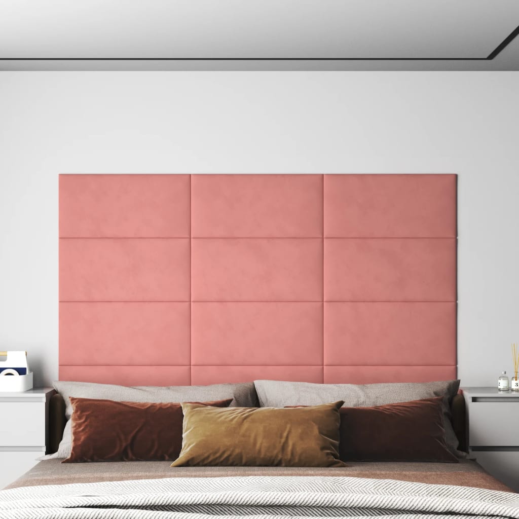 Vidaxl Wall panels 12 st 2.16 m² 60x30 cm velvet pink