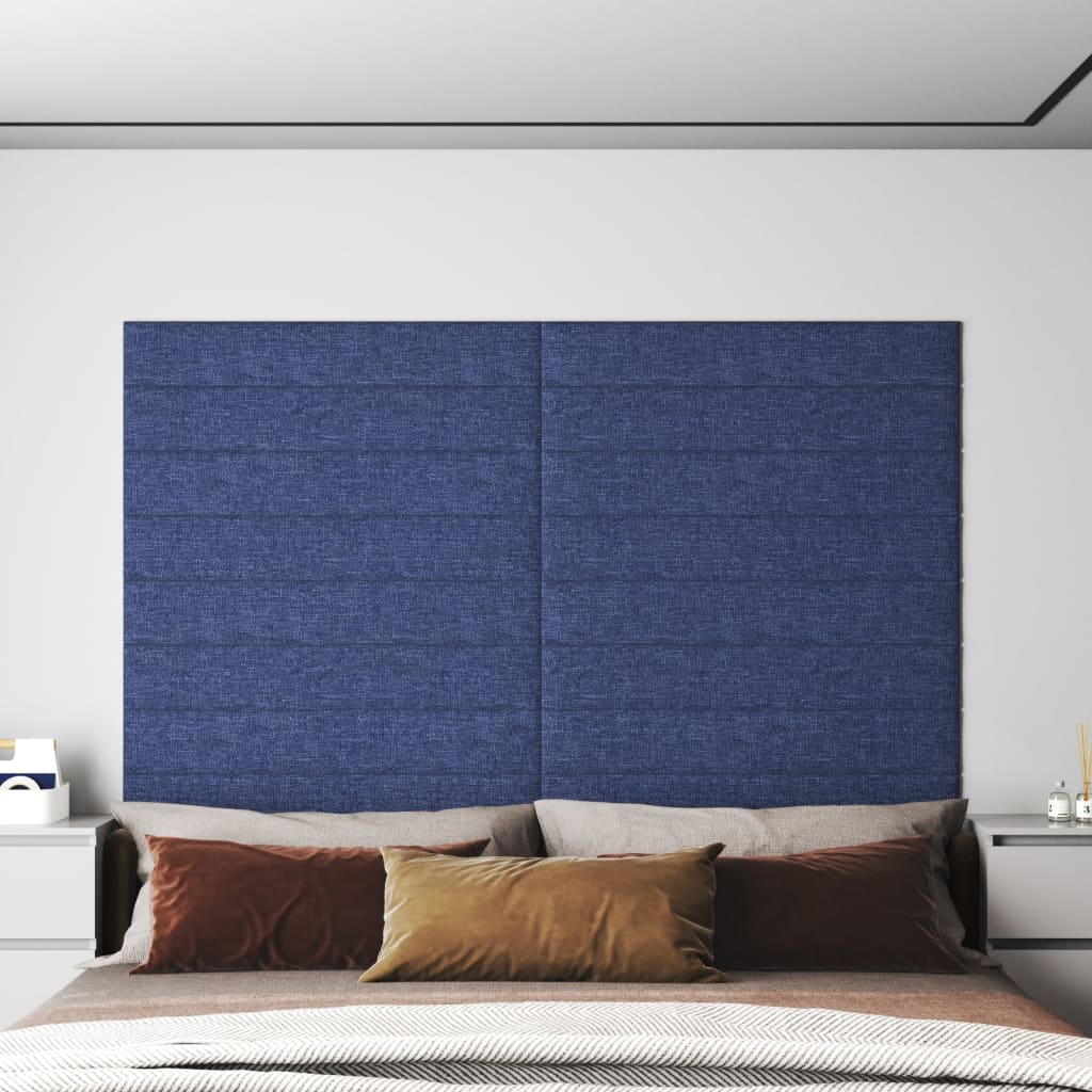 Paneles de pared Vidaxl 12 st 1.62 m² 90x15 cm de tela azul