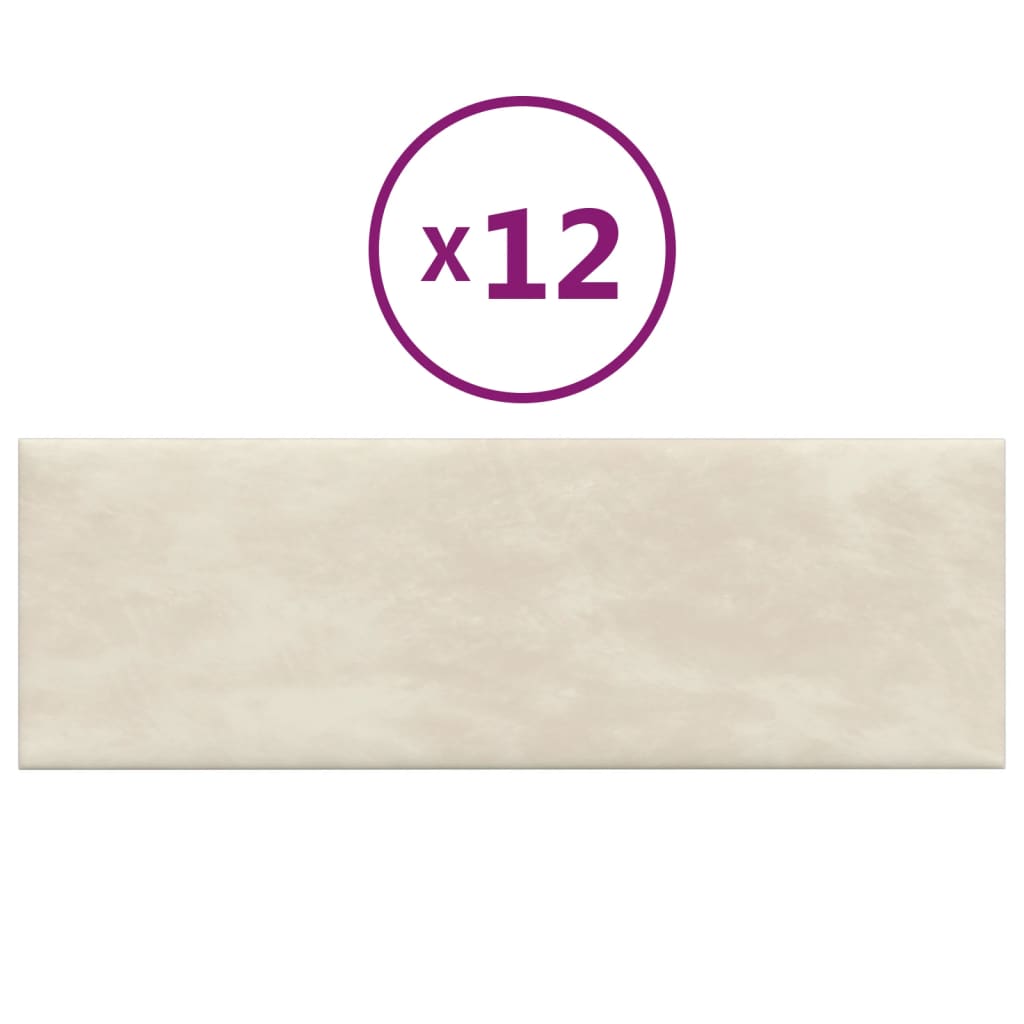 Paneles de pared Vidaxl 12 st 3.24 m² 90x30 cm de crema de terciopelo