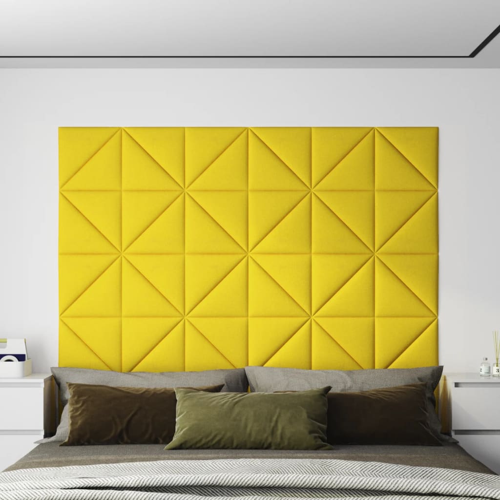 Vidaxl Wall panels 12 pcs 0.54 m² 30x30 cm Fabric light yellow