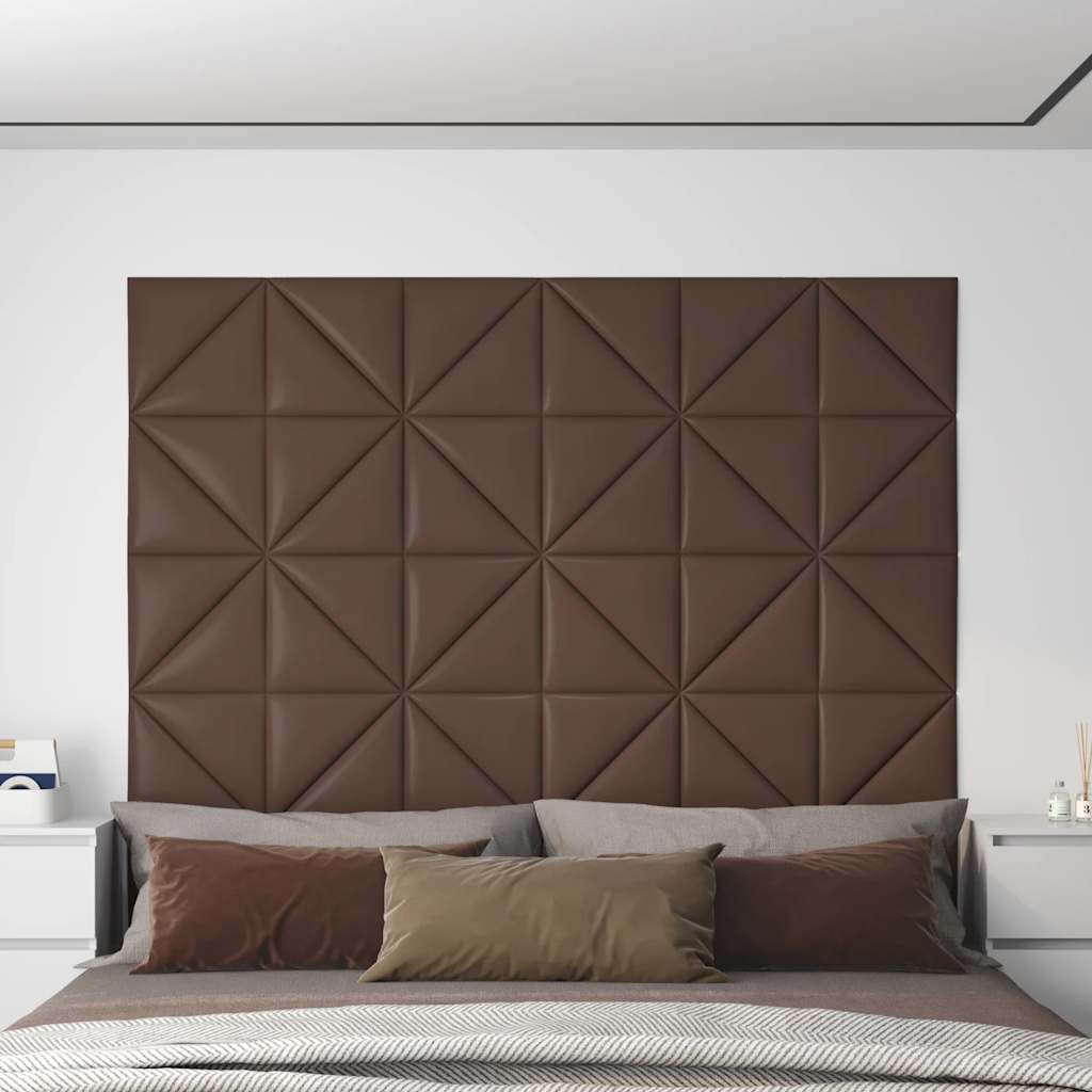 Vidaxl wandpanelen 12 st 0,54 m² 30x30 cm kunstleer bruin