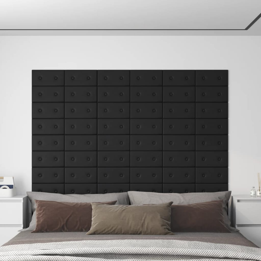 Vidaxl Wall panels 12 pcs 0.54 m² 30x15 cm artificial leather black