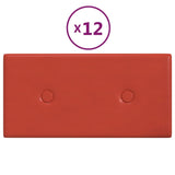 Paneles de pared Vidaxl 12 PCS 0.54 m² 30x15 cm de cuero artificial rojo