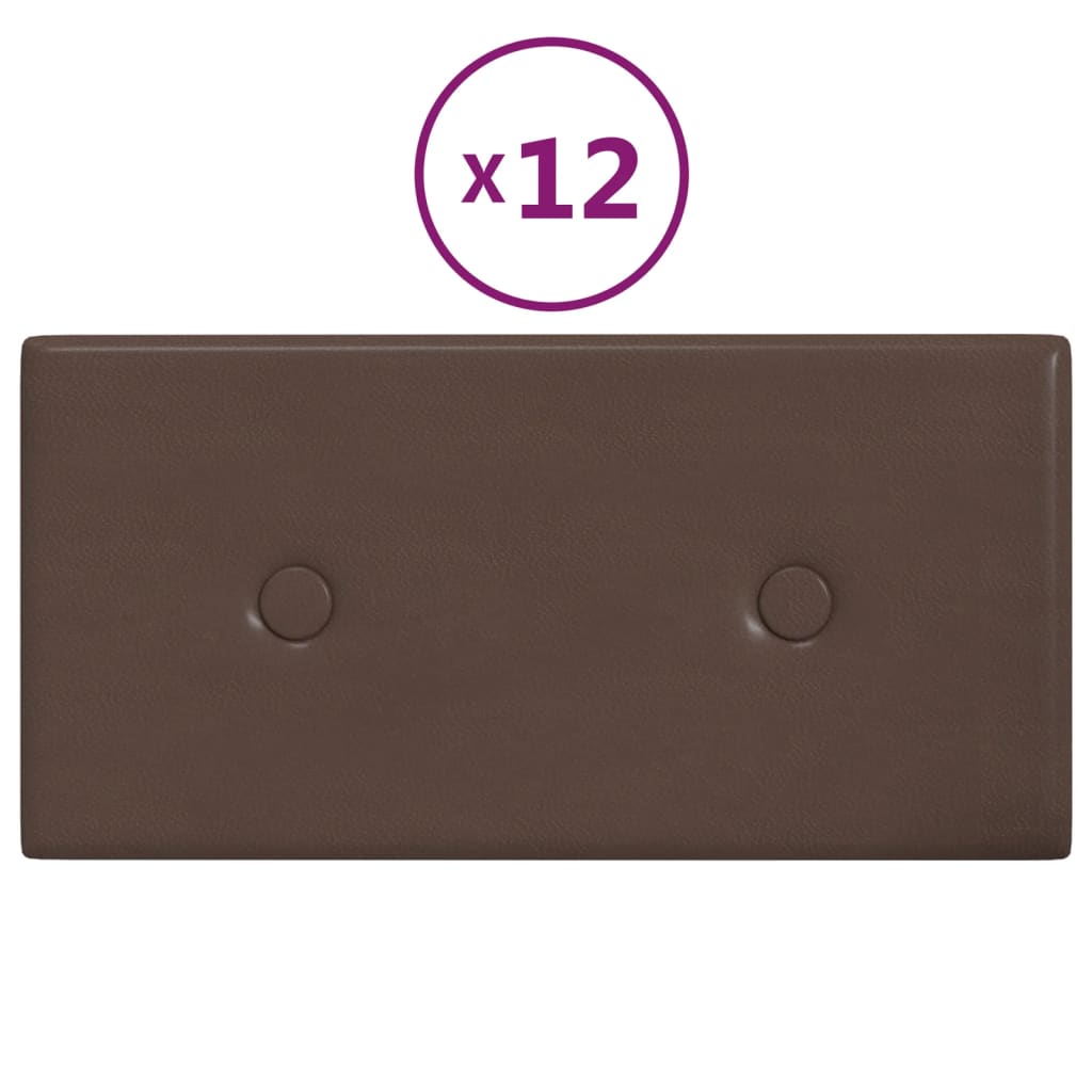 Vidaxl Wall panels 12 pcs 0.54 m² 30x15 cm artificial leather brown