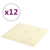 Pannelli a parete Vidaxl 12 ST 1,08 m² 30x30 cm Crema in pelle artificiale -Collorato