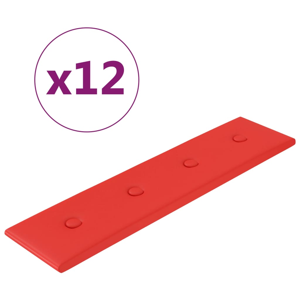 Paneles de pared Vidaxl 12 ST 1.08 m² 60x15 cm de cuero artificial rojo